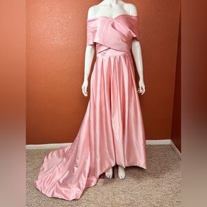 TS Couture Romantic Pink Satin Evening Gown/ Formal Dress Side Pockets.
